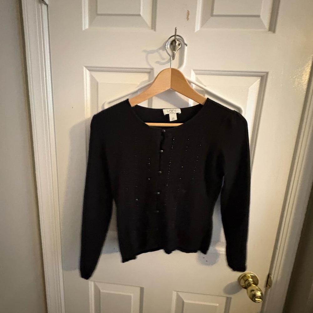 LOFT Women's Black Button-Up Cardigan